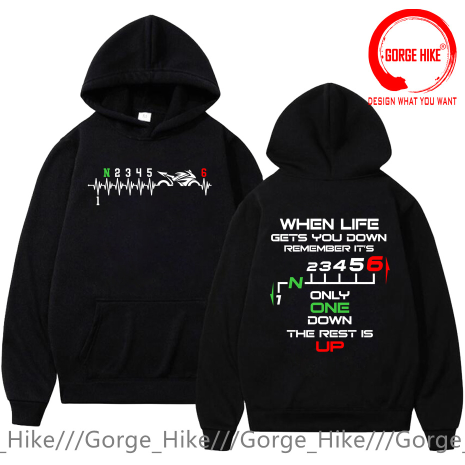 Motorcycle Gear Up Down - 1N23456 Kaus Hoodie Detak Jantung Pengendara