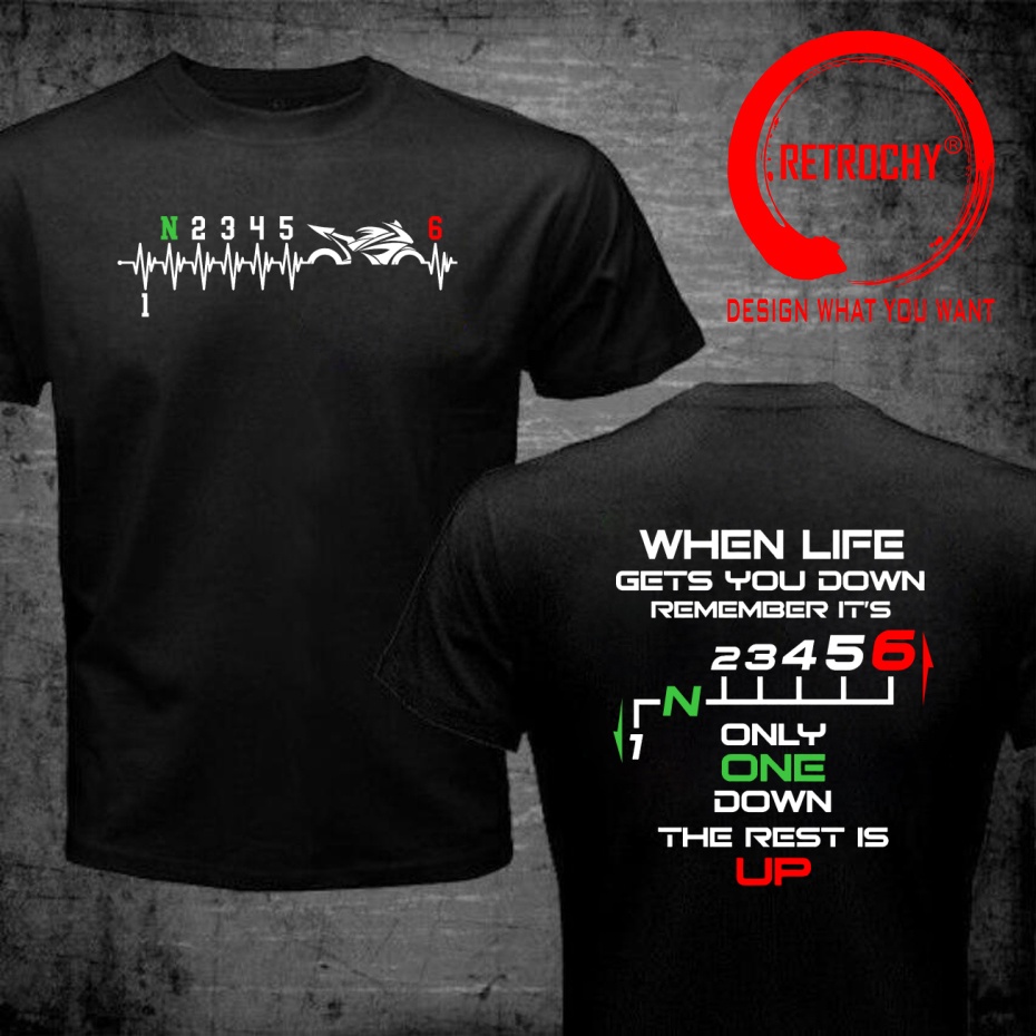 Motorcycle Gear Up Down - Desain Lucu 1N23456 Kaus Pengendara Sepeda