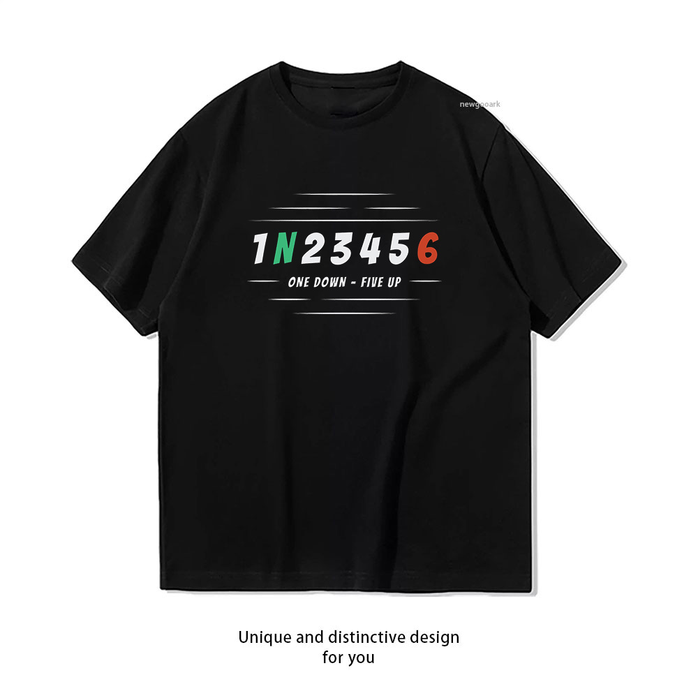 Motorcycle Gear Up Down - 1N23456 Kaus Grafis Katun Musim Panas
