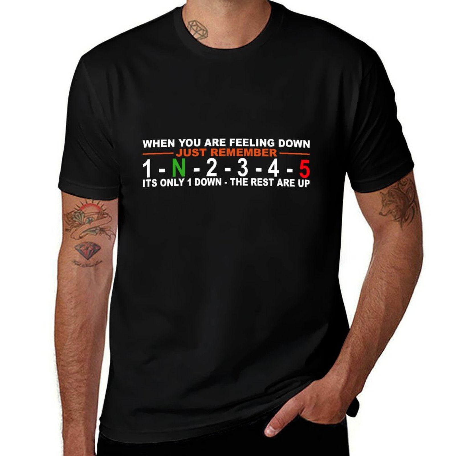 Motorcycle Gear Up Down - Kaos Motor Trendy Streetwear 5 Speed,