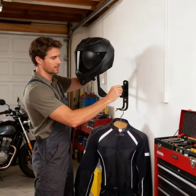 Rak Helm Sepeda Motor Terpasan - Motorcycle Gear Wall Mount ulasan dan harga